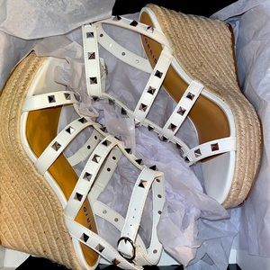 Studded Cage Platform Wedge Heels